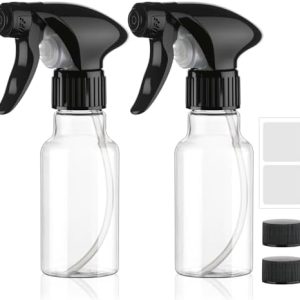 Plastic Spray Bottles 4oz for Hair Mist & Cleaning Solutions - Heavy Duty Empty Water Spray Bottles for Plants - 2 Pack