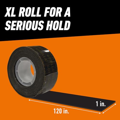 Gorilla Heavy Duty Double Sided Mounting Tape - Weatherproof Black Tape for Indoor/Outdoor Use, 1" x 120" (Pack of 1) -