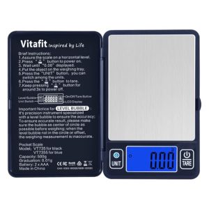Vitafit Digital Gram Scale 500g - High Accuracy 0.01g, Professional Pocket Scale for Kitchen, Food, Jewelry, Lab, Coffee