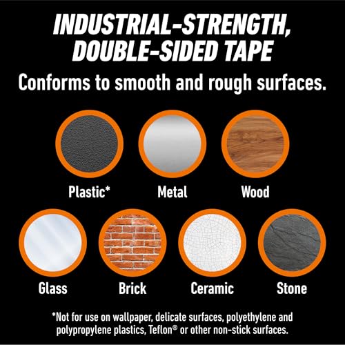Gorilla Heavy Duty Double Sided Mounting Tape - Weatherproof Black Tape for Indoor/Outdoor Use, 1" x 120" (Pack of 1) -