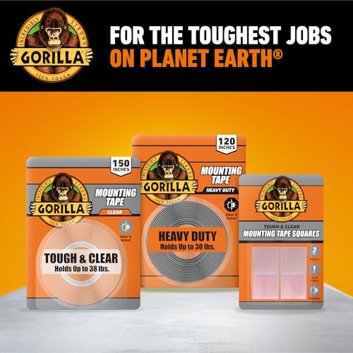 Gorilla Heavy Duty Double Sided Mounting Tape - Weatherproof Black Tape for Indoor/Outdoor Use, 1" x 120" (Pack of 1) -